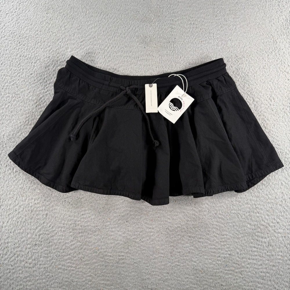 Anthropologie Daily Practice Courtside Mini Skirt Womens Medium Black Flared NWT